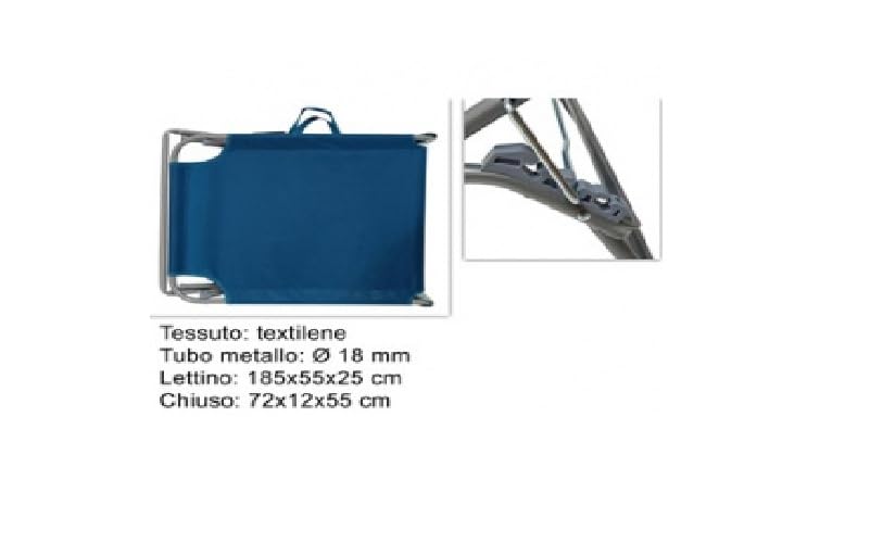 Generico Brandina Lettino da Spiaggia Basso Pieghevole in Metallo e Poliestere 600D Blue Navy da Campeggio Spiaggia Giardino