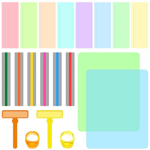20 Pcs Dyslexia Reading Tools for Kids Guided Reading Highlight Strips Set Colorful Dyslexia Tools for Kids with 4 Sizes Readings Trackers for Kid ADHD Highlighter Trackers Readings