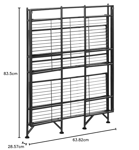 Image of Convenience Concepts Xtra Storage Shelves - 3-Tier Wide Folding Metal Storage Shelves, Closet Organizer for Office, Laundry Room, Bedroom, Garage, Kitchen, Bathroom, Black