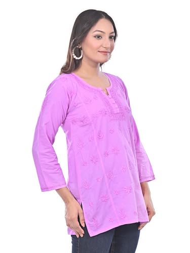 Image of Sanvi Colections Hand Embroidered (Lucknowi Chikankari) YOG luppi Short top Kali Pattern for Women A095