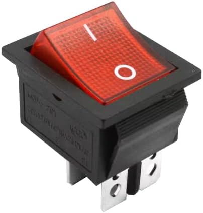 CentIoT - Square Illuminated Red Button - KCD4 DPST ON-Off 16A 250V AC / 20A 125V AC 4 Pin - Light Rocker Power Switch - for Car Auto Boat Truck (RED)