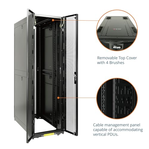 Image of Tecmojo 45U Server Rack Cabinet - PRE-Assembled 24inch Width 48inch Depth IT Network Equipment Cabinet Rack Enclosure with Casters - 3000lbs Weight Capacity(06Black)
