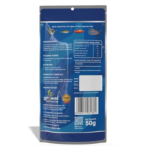 Image of Growel Rainbow, Mini Floating Fish Food Pellets 50g | 1.8mm Pellet Size | Highly Digestible & Nutritious Fish Feed for All Aquarium Fish
