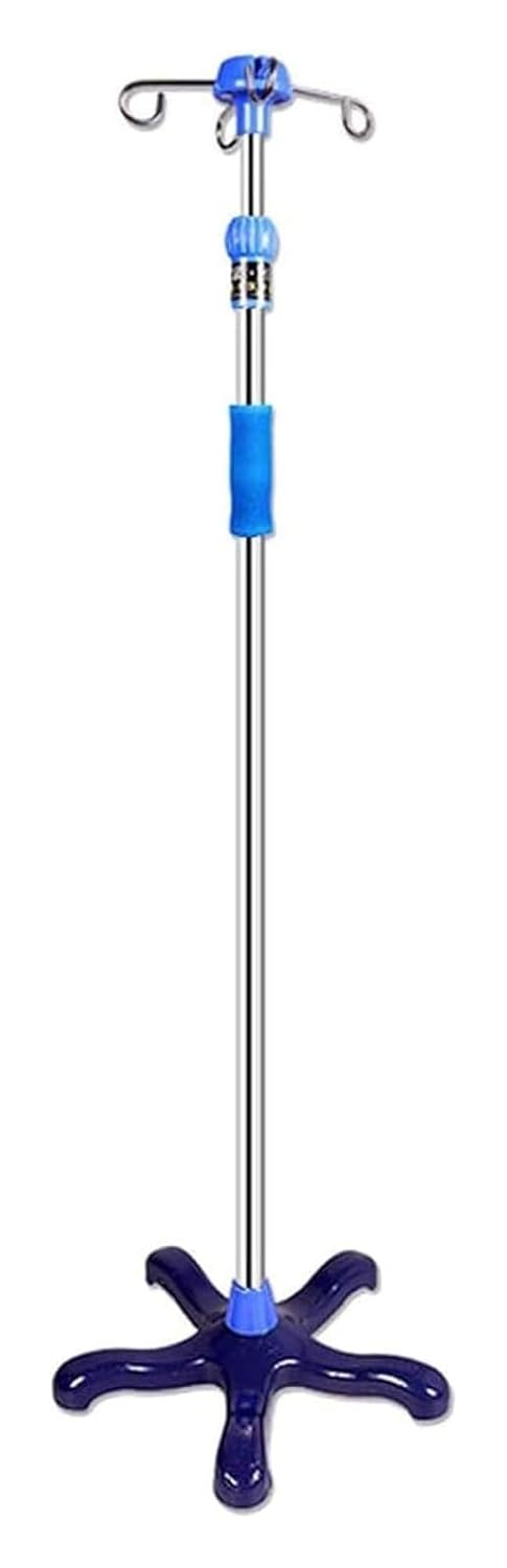 Portable IV Pole Stand with Wheels, Adjustable Height Telescopic Rolling IV Infusion Stand, Stainless Steel Medical IV Holder for Home Care, Hospital Clinic Use