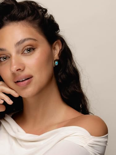 Gold and Turquoise Stud Statement Earrings – Elegant Lightweight Fashion Jewelry for Women2