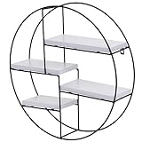 scaffale mensola portaoggetti pensile 4 ripiani hwc-k76 rotondo 45x45x11cm ferro verniciato legno bianco