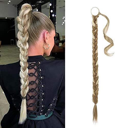 BARSDAR 75cm Longue Extension de Queue de Cheval tressée avec Attache Cheveux Extensions de Cheveux Droites et Enveloppantes Queue de Cheval DIY Naturel doux Synthétique Postiche pour les Femmes Cover