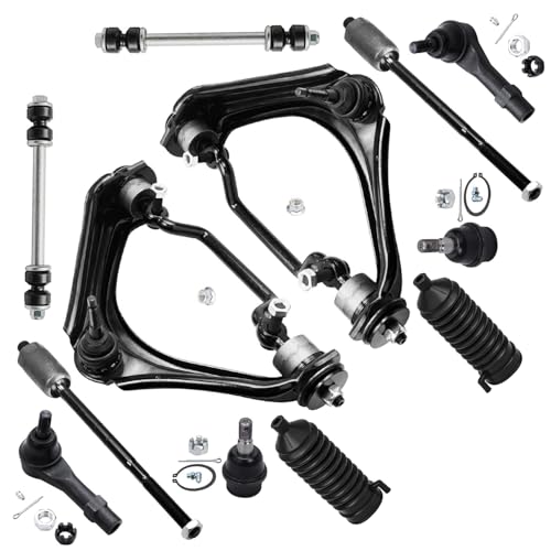 Detroit Axle - 4.0L Front 12pc Suspension Kit for 2002-2003 Ford Explorer Mercury Mountaineer, 2 Upper Control Arms w/Ball Joints 2 Lower Ball Joints 2 Sway Bars 4 Tie Rods 2 Boots Replacement