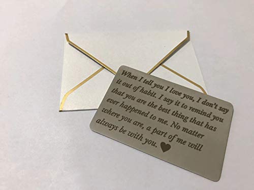 Engraved Wallet Insert Stainless Steel Wallet Love Note Insert For Men Boyfriend Gifts Husband Gifts #TOP4