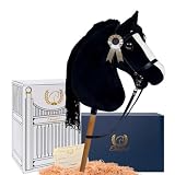 Ehrenpferd Hobby Horse Pferd -A3- Premium Steckenpferd mit Zubeh&ouml;r f&uuml;r Hobby Horsing: Pferde Spielzeug Set mit Stockpferd, Trense, Turnierschleife & Stall als Pferde M&auml;dchen Geschenk - Starlight