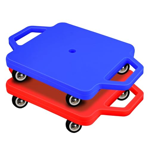 2 Pcs Sports Scooter Board with Handles Colored Floor Sitting