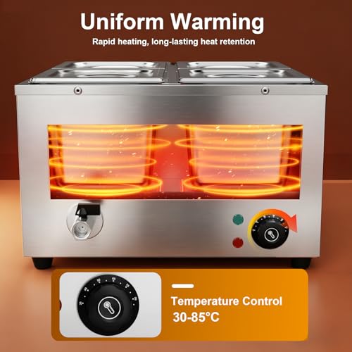Miniatura 5 de Taimiko - Baño Eléctrico De Acero Inoxidable Para Chocolate, Fundador De 220 V, Calentador De Platos Profesional Comercial, Con 4 X 1 6 Cacerolas, 1500 W