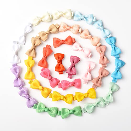 80 Pieces 40 Colors Baby Girls Hair Clips Fully Lined Non Slip For Fine Hair Tiny 2" Hair Bows Clips Baby Barrettes For Girls Infants Toddlers In Pairs #TOP5