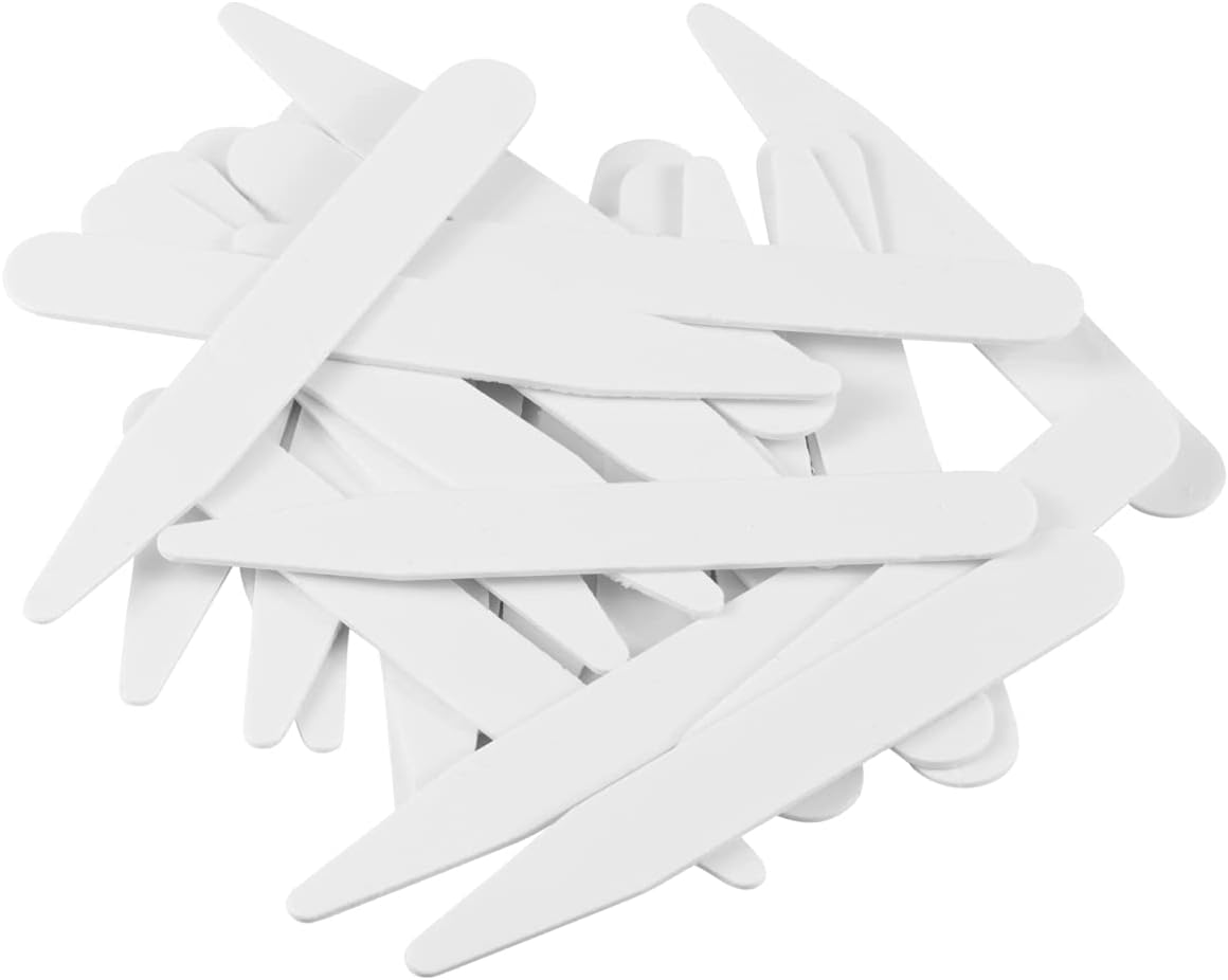 ButtonMode Collar Stays for Dress Shirts, Keep Collar Points Crisp Straight Neat, Removable, White Sturdy Plastic, 2 1/2 x 5/16 Inches, 24-Pack