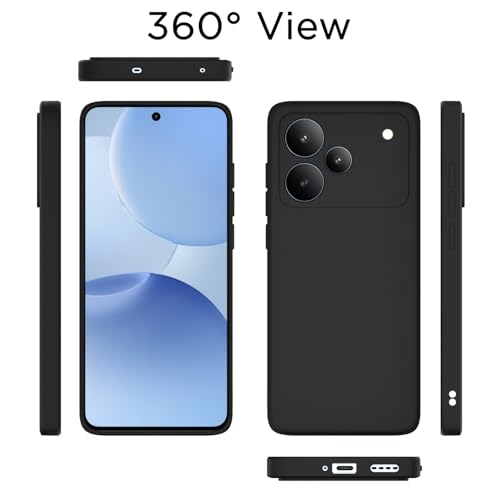 Image of Outlouders Back Cover for Realme P4 5G | Camera Protection | Durable Soft Matte Silicone Bumper Case (Black)