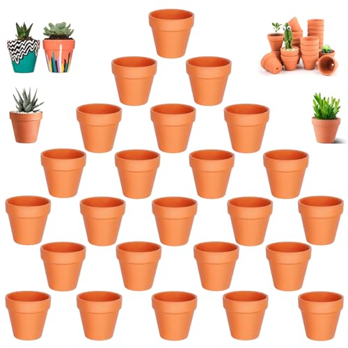 qhklew 24 PCS 3 x 3,5 cm Macetas de Terracota, Mini Macetas para Flores de Terracota, Macetero Reutilizable, Decoración del Festival de Bricolaje Plantación de Plantas Pequeñas Cactus Carnoso