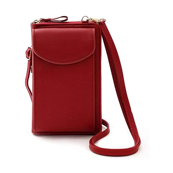Cell Phone Purse, PU Leather Crossbody Bag Small Crossbody Bag Shoulder Bag Handbag Clutch Phone Pockets for Women Wallet Purse - Wine red