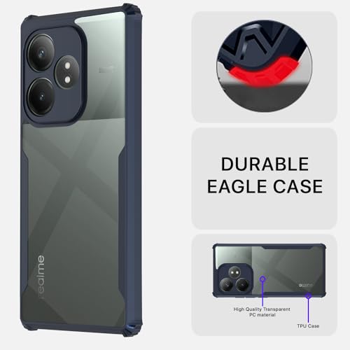Image of Pikkme Realme GT 6T 5G Back Cover | Crystal Clear Transparent Back | Ultra Hyrbid | Full Camera Protection | Raised Edge | Bumper Back Case (Blue)
