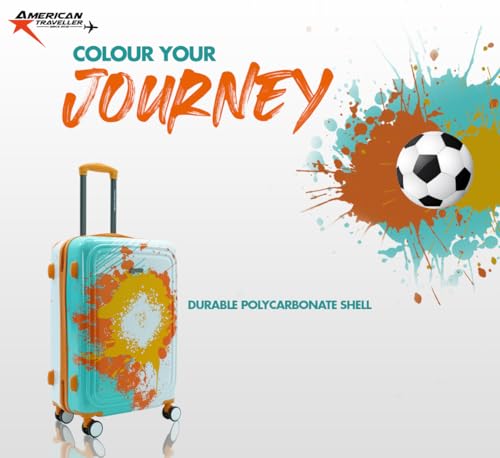 Image of AMERICAN TRAVELLER GlideSport Trolley Bags | TSA Type Lock | Durable Hard Shell, 360 Disk Wheels, TSA Type Lock, Heavy-Duty Lining, Football Splash