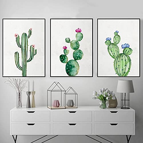Toile aquarelle plantes cactus impression d'art minimaliste premium