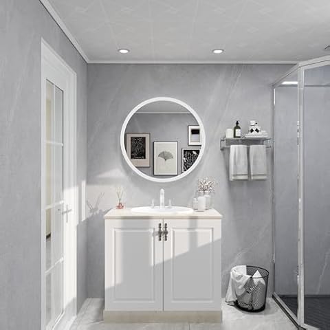 UNIKOO Round LED Backlit Bathroom Vanity Mirror - 24" W X 24" H Cover