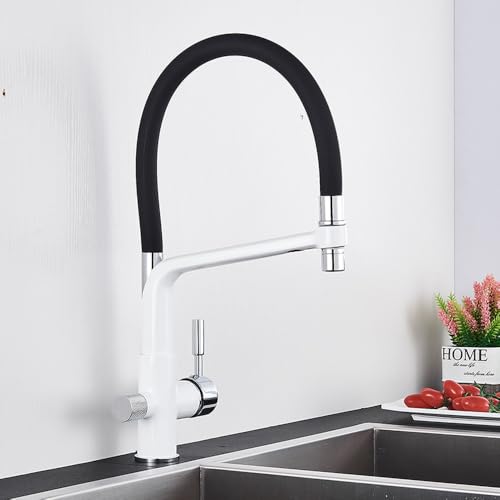 Robinet de cuisine à tirette avec double poignée pour eau pure