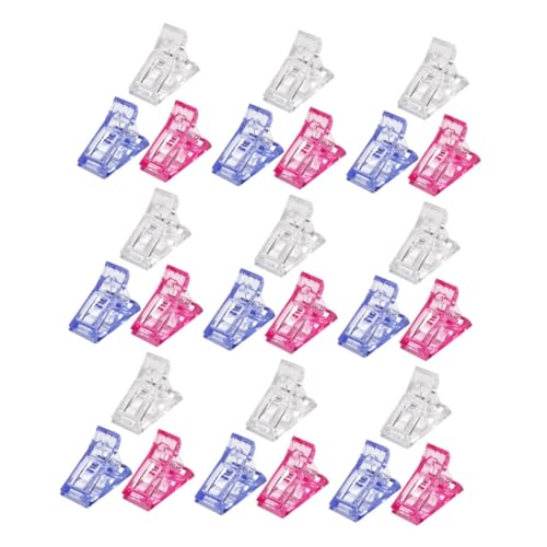 Set de 60 pinzas para extensión de uñas rosa y azul miniatura 1