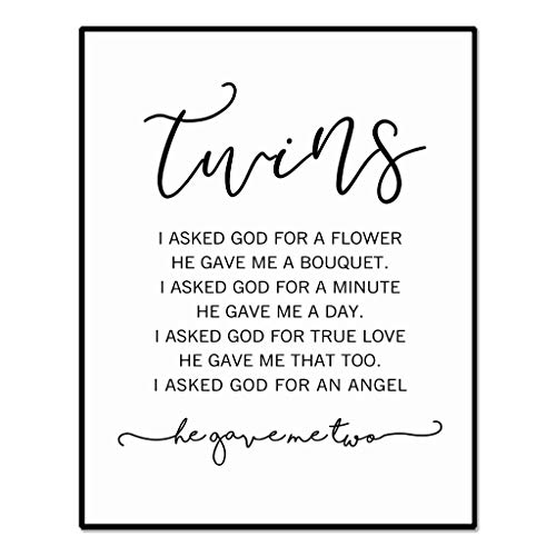 Image of Twins Nursery Wall Art, Twin Baby Girl, Kids Room Decor, Twin Baby Boy, Nursery Bedroom Wall Decor, 8 x 10 Inches Unframed