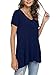 POPYOUNG Plus Size Women's long Tunic Tops to Wear with Leggings Summer Short Sleeve Loose Fit Dress Shirts M-5XL 3XL, Navy Blue