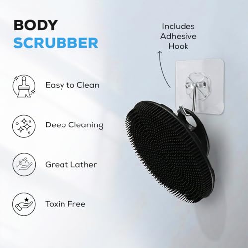 Image of 5 PCS 4-in-1 Silicone Bath Brush Set, Long Handle Back Scrubber, Body & Face Exfoliating Brush, Scalp Massager, Soap Dispensing Shower Brush, Bath Essentials Set For Men & Women with 1 Hook