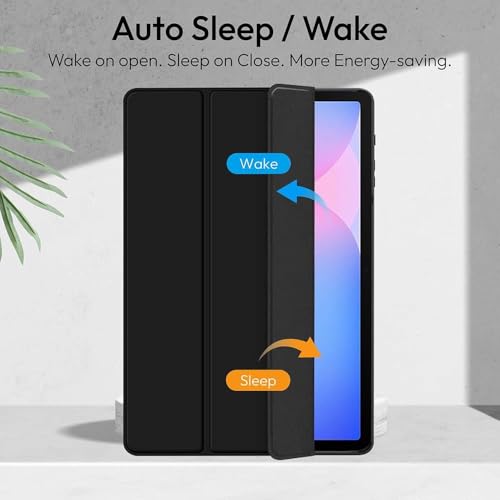 Image of reeto Smart Case for Samsung Galaxy Tab S9 /S9FE /S10FE | Auto Wake /Sleep | Shockproof Transparent Back Magnetic Stand Cover for Samsung Tab S9 11 inch /Tab S9 FE /Tab S10 FE 10.9 inch - Phantom Black