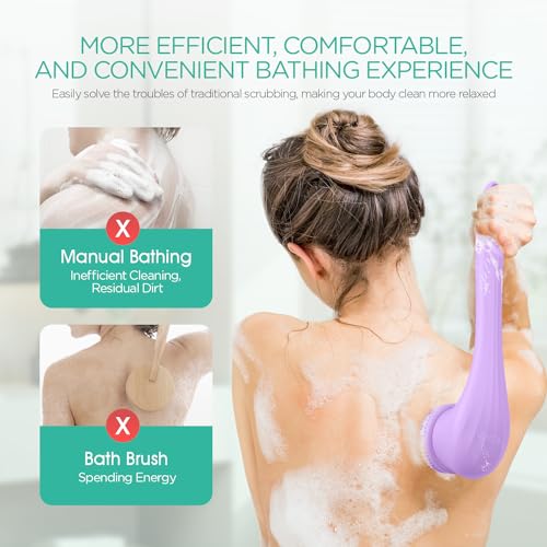 VOYOR Electric Body Scrubber, Two-Way Rotating Brush Head, 4 Accessories, IPX6 Waterproof, Rechargeable Cordless - Image 3