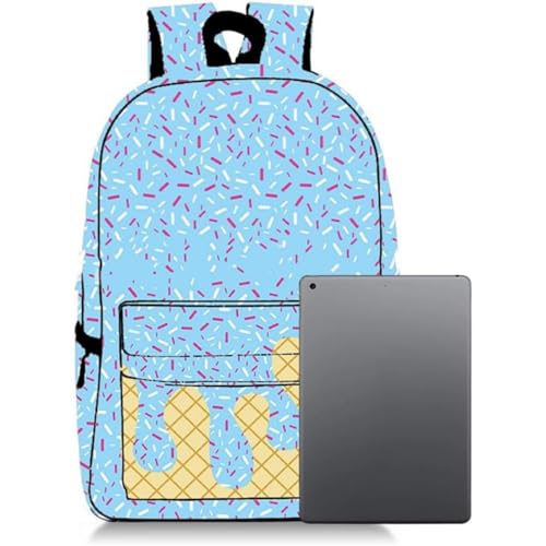 Ice Cream Drip Backpack, Kawaii Shoulder Bagpacks, Ice Cream Backpack, Cute Large Capacity with Side Pockets (White)4