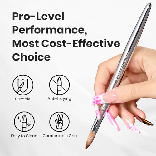 Image of Beetles Pro 1-Pcs Acrylic Nail Brush - Professional Pure Kolinsky Bristles Acrylic Brushes for Nails Metallic Nail Art Brushes for Nails Extension Gel, 3D Carving - Salon Quality Manicure Tool (10#)