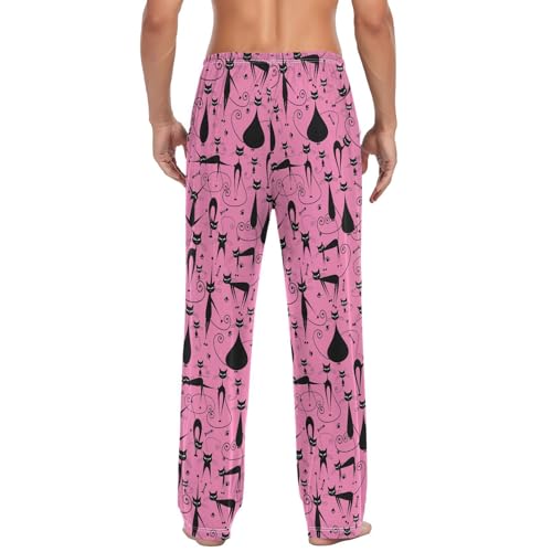 QUGRL Pajamas Pants Men Black Cats Family Long Men's Pajama Bottoms Pink Loose Mens Lounge Pjs Bottoms Night Pants Large4