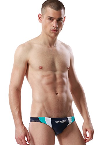 SEOBEAN Mens Low Rise Sexy Sport Swimwear Trunk Boxer Brief Bikini Swimsuit (Large(31-34"), 2705 Navy)2