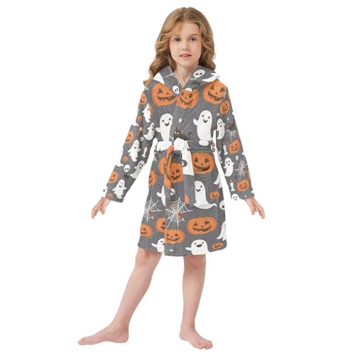 GuoChe Gray Pumpkin Halloween Pattern Children Robes Hooded Robes2