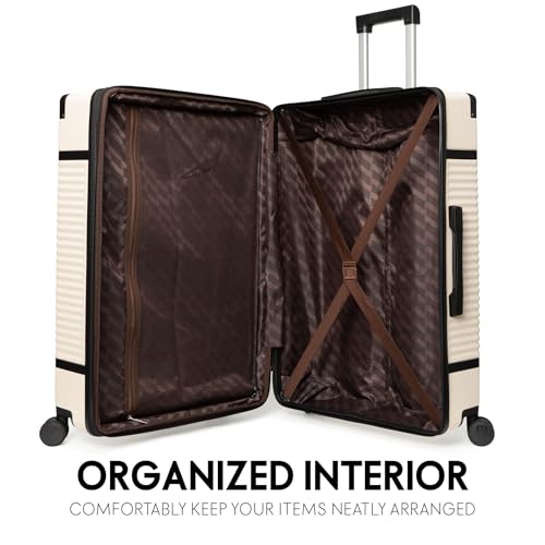 ELLE Belleville 3 Piece Expandable Retro Spinner Luggage Set | Champagne2