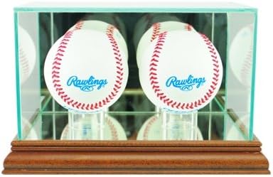 Perfect Cases DBBSB-W Double Baseball Display Case, Walnut