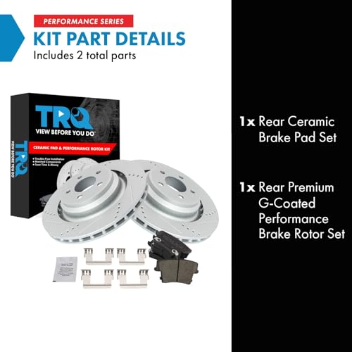 Image of TRQ Performance Rear Brake Pad and Rotor Set Ceramic G Coated Rotors