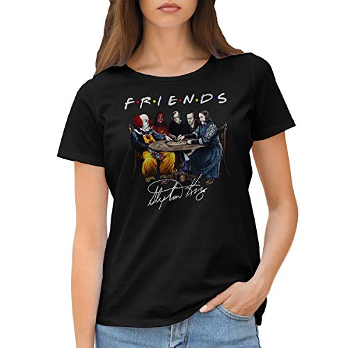 Friends Horror Movies Inspired by Stephen King Characters Anime T-Shirt Femme Noir Size M Cover