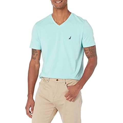 Nautica Camiseta de Manga Corta Ajustada con Cuello en V Cover