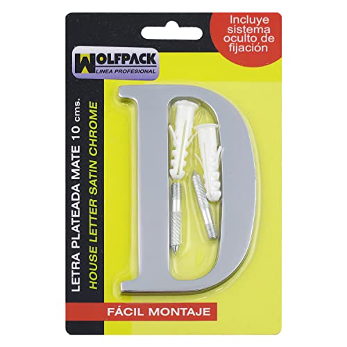 Letra Metal ''D'' Plateada Mate 10 cm. con Tornilleria Oculta (Blister 1 Pieza)