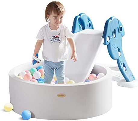 Coolever Foam Ball Pit for Toddlers 1-3, Soft Memory Foam Ball Pit for Babies, Sturdy & Large & Safe & Easy to Clean or Install, Ideal Gift for Baby Infants Indoor and Outdoor Game, Grey Without Ball