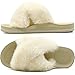 COFACE Weiß Damen Hausschuhe Plüsch Fell Latschen Gemütliche Flauschige Kunstpelz Open Toe Flip Flop Frauen Bequeme Memory Foam Schlappen Fur Slides Rutschfeste Indoor / Outdoor Größe 37