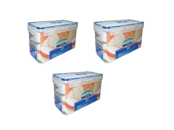 Image of ARISTO Plastic Air Tight Kitchen Container /Box with Dry Storage System, set of 3, 6070 Ml, Standard, Transparent, (32 x 15 x 19 CM)