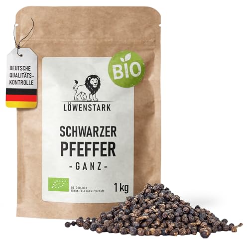 BIO Pfeffer schwarz ganz 1 kg I Ganze Pfeffer-Körner für die Pfeffermühle I vegan & aus kontrolliert biologischem Anbau