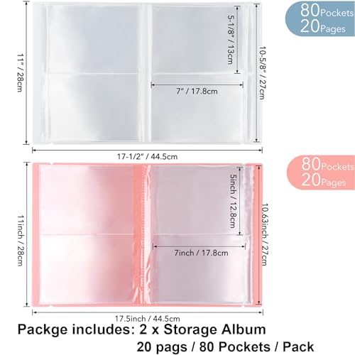Image of 2 Pack Large Sticker Photo Storage Album, Stamp & Cutting Dies Storage Book Organizer Folder for Cards Storage DIY Scrapbooking Card Making Supplies 20 Pages 80 Pockets / Pack ( Clear + Orange)