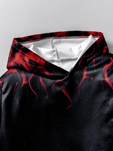 Boys Sweatsuits Two Pieces Pants Set 3D Fire Printed Hoodies Sweatshirt and Sweatpants Set Outfit Sets for Boy 5-14Y3