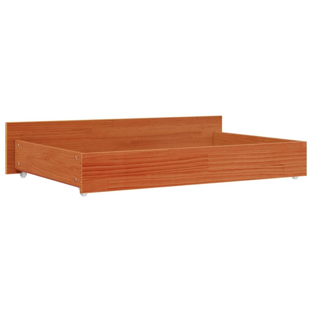 vidaXL Cajones de Cama 4 uds Madera Maciza de Pino marrón Cera, cajón de Almacenamiento, cajón de Cama de Madera Maciza, gaveta de Cama